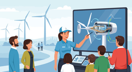 Illustrative educational tour focused on renewable energy and turbine mechanisms