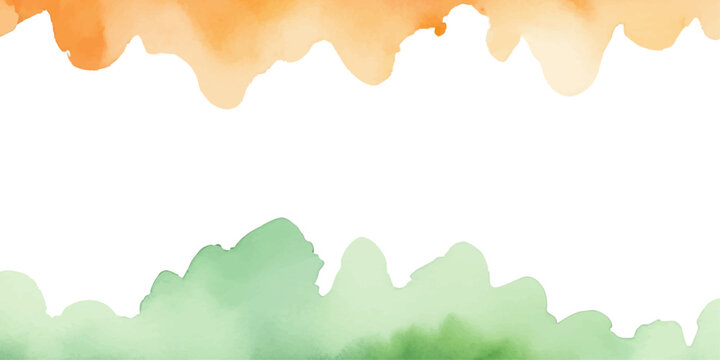 Abstract watercolor wash frame with orange and green colors