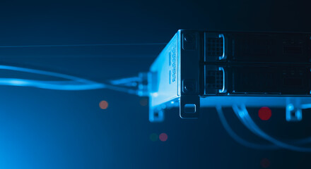 An illuminated server room. Showcasing the cutting-edge technology behind modern data management.