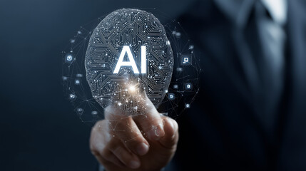 AI Brains: Digital Intelligence Interface Pointing Toward The Future Of Technology And Innovation