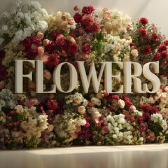 Luxury Floral Flowers Typography Wall Background