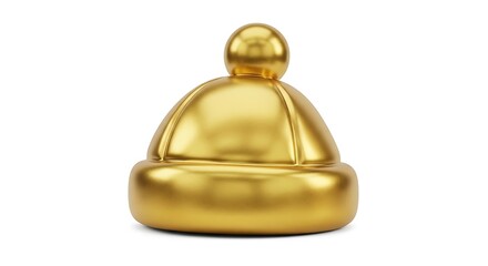 Golden Baby Hat Isolated on White Background.