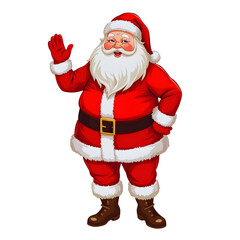 Cartoon Girl in Santa Hat Holding Christmas Present