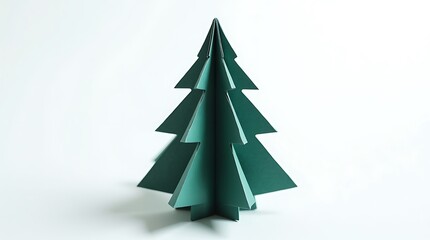 Fototapeta premium Origami Christmas Tree on White Background