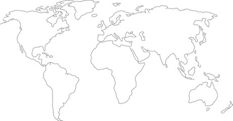 Minimalist Line Art World Map Outline