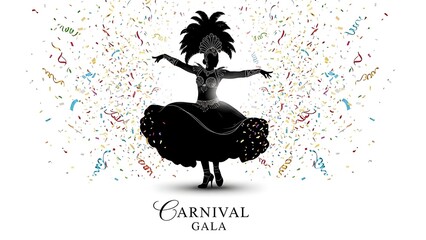 Silhouette of a dancer in a festive carnival celebration