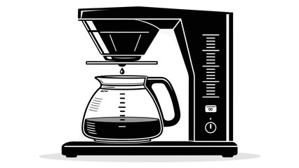 Freshly brewed coffee dripping into glass carafe in a modern sleek coffee maker, ready to start the day with a hot beverage and aromatic delight