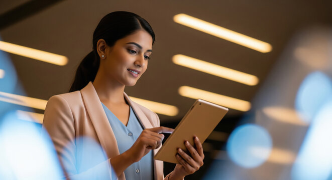 Young Indian businesswoman using smartphone