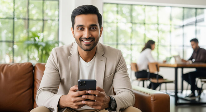 Young indian businessman smiling while confidently at office - Powered by Adobe