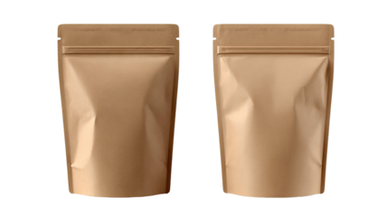 Brown packaging bag isolated on clean white background showing natural eco-friendly storage pouch design for product presentation and branding concepts