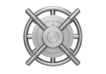 Fototapeta premium Silver vault door handle isolated on white background