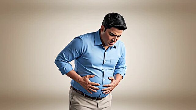 Man Experiencing Stomach Pain: Illustrating Discomfort And Digestive Issues With Gestures