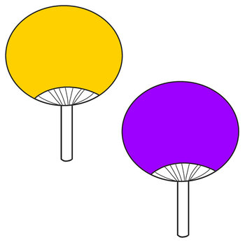 paper Fan simple purple yellow illustration 団扇　うちわ　黄色　紫色　イラスト