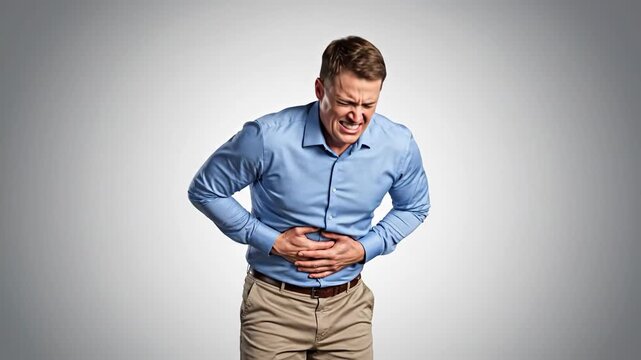 Man Experiencing Stomach Pain, Digestive Issues, Health Problems, and Abdominal Discomfort