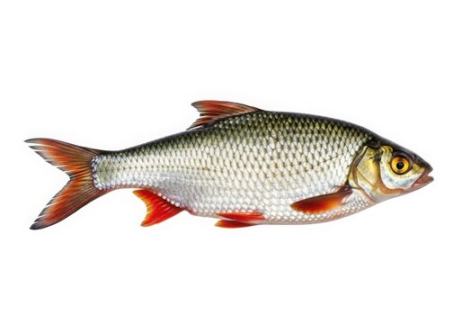 Freshwater roach fish isolated on white background