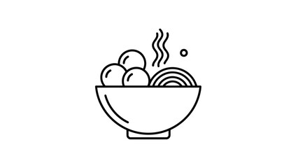 ramen with meat ball vector design