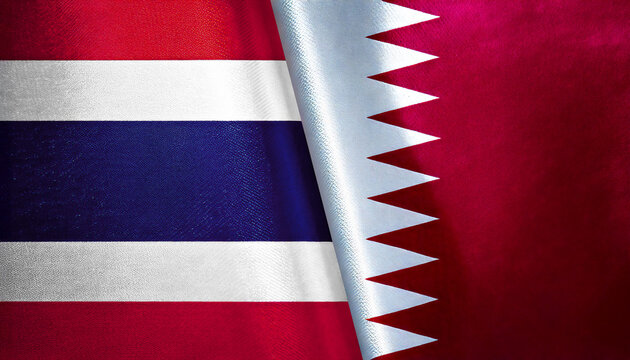 タイの国旗とカタールの国旗(Thailand flag & Qatar flag.)
