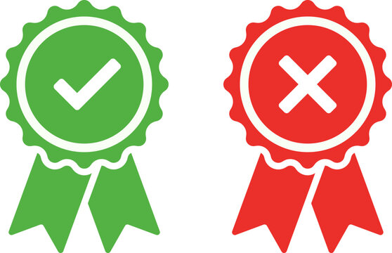 Green checkmark and red x ribbons symbolizing yes and no