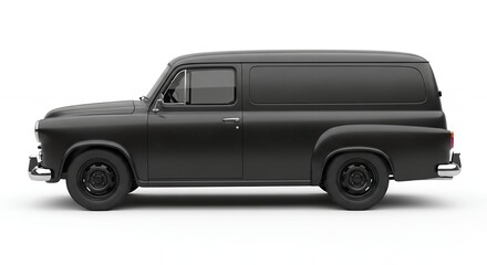 Classic black delivery van isolated on white background transport illustration