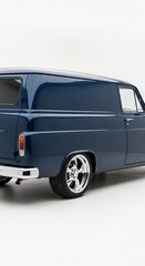 Classic blue van isolated on white background for transportation and delivery concepts