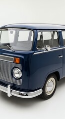 Classic blue van on white background ideal for transportation concept