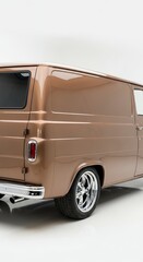 Classic brown panel van isolated on white background transportation concept