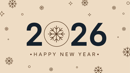 Happy New Year 2026 Vector Illustration with Snowflake Design and Neutral Color Theme © your picture