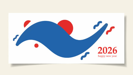 Dynamic flowing shapes and vibrant colors symbolize a joyful start to the New Year 2026 celebration