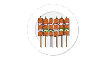 satay with the plate