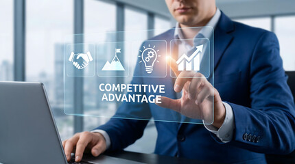 competitive advantage concept with digital business strategy interface