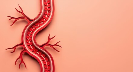 Obraz premium Illustration of Blood Vessel with Red Blood Cells Flowing Through the Circulatory System