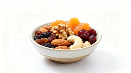 Bowl of Healthy Mixed Nuts and Dried Fruits