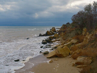 Dramatic Black Sea Coastline Stormy Weather