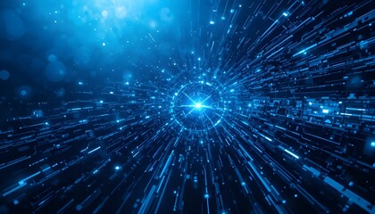 Modern technology-inspired blue background with abstract shapes, futuristic style, dynamic gradients, and sleek digital design elements for presentations and creative projects