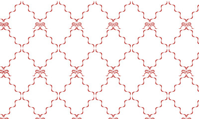 赤いリボン柄のフレームパターンの背景壁紙★透過シームレスデザイン
