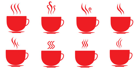 Smoke steam icon set vector. Hit stink, coffee, fragrance flame elements. Smoke smell, steam aroma heat symbol. vector illustration.