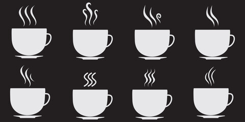 Smoke steam icon set vector. Hit stink, coffee, fragrance flame elements. Smoke smell, steam aroma heat symbol. vector illustration.