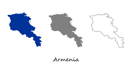 Obraz premium Armenia map set. Armenia map vector on blue, gray, and outline. Armenia map for educational materials, infographics, presentations, data visualization, travel graphics