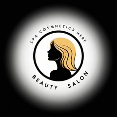Spa Cosmnétics Here Beauty Salon logo, black and gold, representing a cosmetics and wellness brand