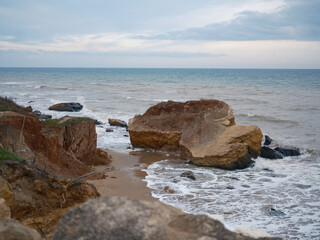 Clay Cliff Massive Rock Seascape
