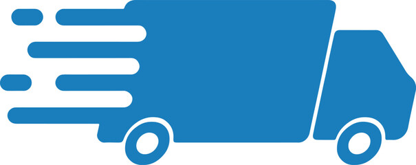 Blue delivery truck with motion lines