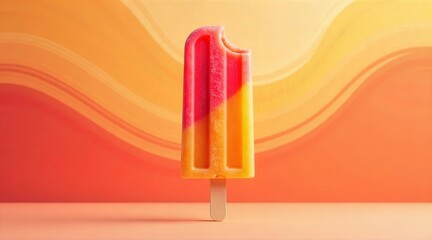 A Refreshing Frozen Delight with a Bite Taken Out, Evoking Summertime Joy and Sweet Indulgence