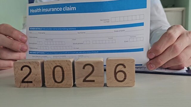 Filling out a health insurance claim form with a focus on important details and future date