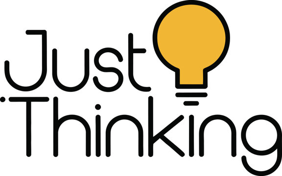 Naklejki Just Thinking Minimalist Vector Graphic with Outline Lightbulb Icon for Thought and Concept