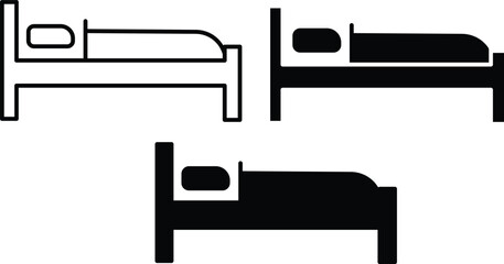 Minimalist Modern Bedroom Furniture Single Size Bed Vector Silhouette and Pictogram.eps