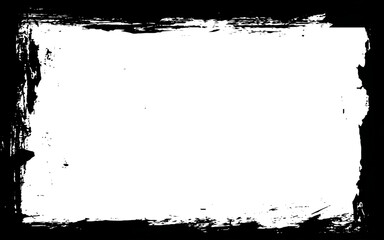 Black ink brush painting blank space frame border artistic background. Vector art