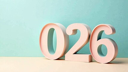 Modern 3D Numeric Representation 026 Soft Pastel Pink Digits for Contemporary Design, Highlighting Milestones, Anniversaries, or Significant Data Displays with Artistic Flair