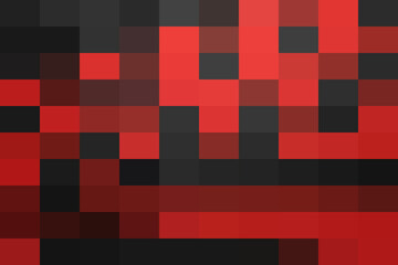Abstract digital pixel grid background with vibrant red and dark grey squares, forming a modern geometric pattern for design projects