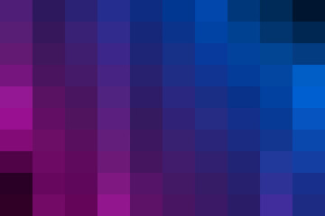 Fototapeta premium Digital pixel art background featuring a vibrant gradient color transition from magenta through rich purple tones to deep blue hues and shades