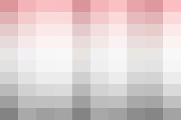 Gradient mosaic pattern of uniform square pixels smoothly transitioning from soft pink to bright white and various shades of grey, modern abstract background.